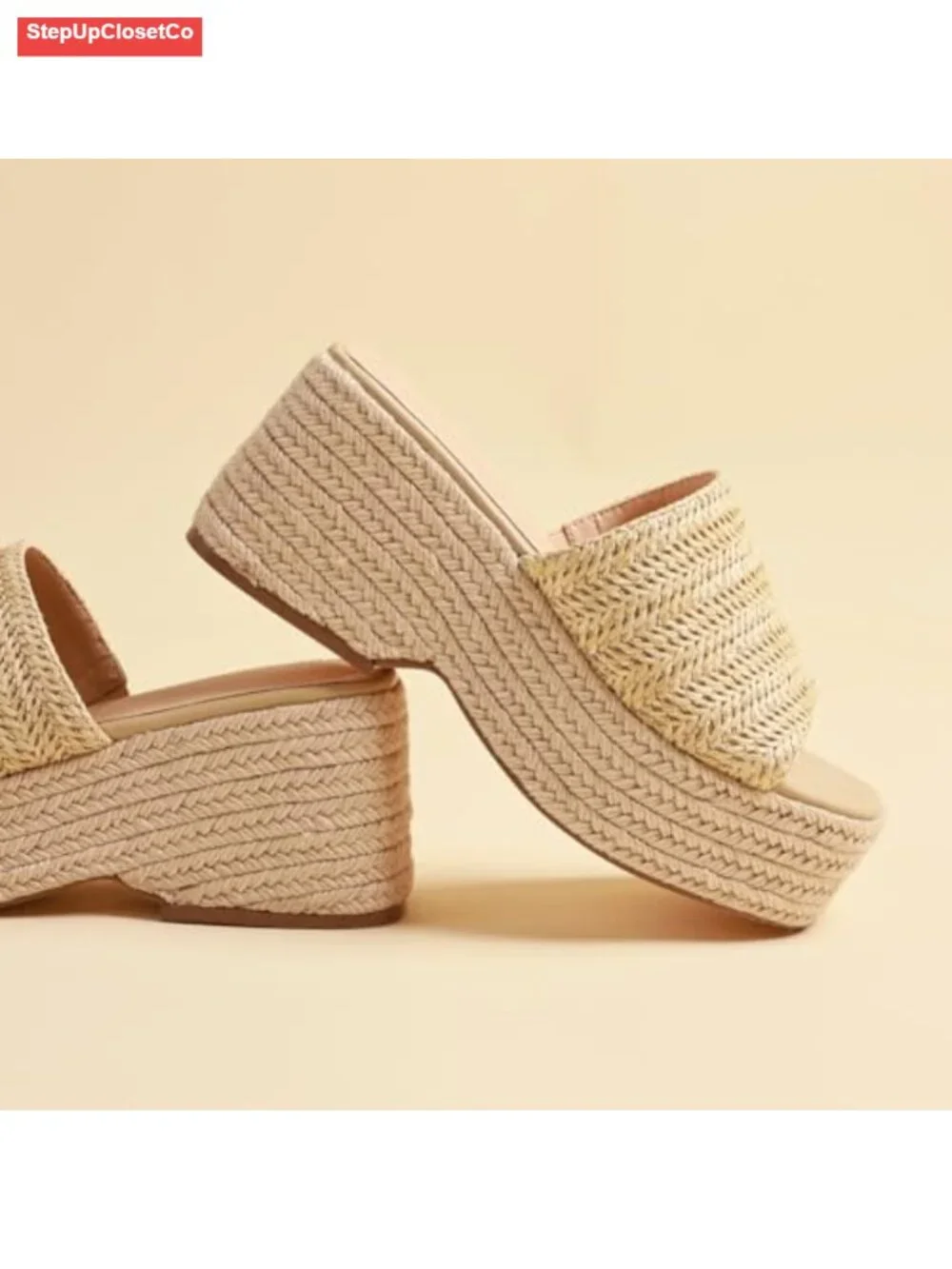 Platform Slip On Espadrille Sandals Wedge Slides Flatform Open Toe Bohemia